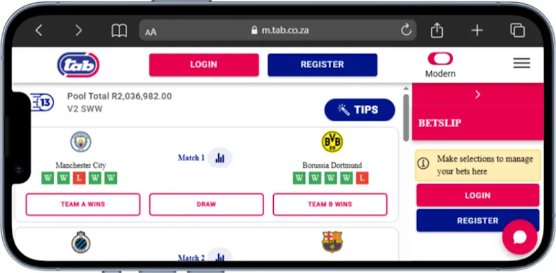 Soccer 13 tab website Mobile Screenshot
